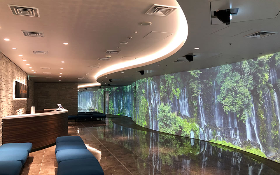 Creek and River Co., Ltd. Head office reception Large video projection mapping